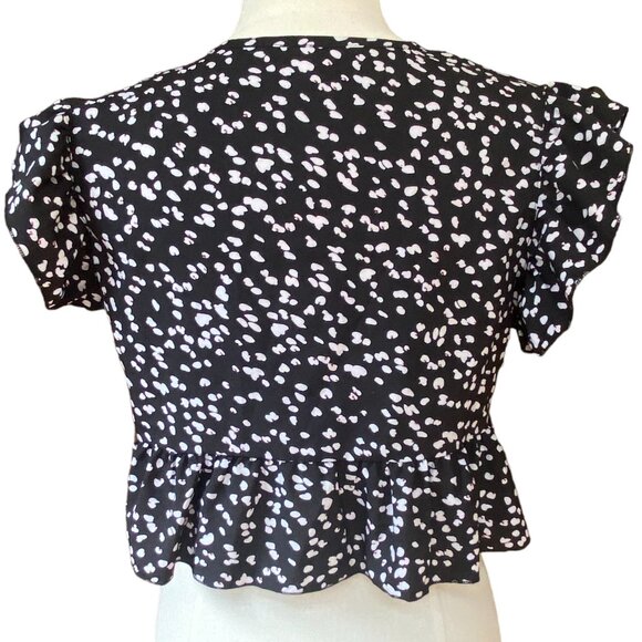 Abstract Floral Babydoll Tie Ruffle Crop Top Boho Cottagecore Y2K Dark Fairy-M - Picture 8 of 10